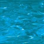 SF 833.93 SF - 16x24in - deep aqua cathedral with wispy white opal = COE96